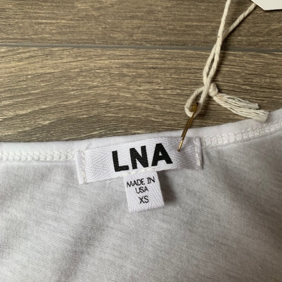 LNA Deep V Strappy Tee T-Shirt Short Sleeve Semi Sheer Relaxed fit White Size XS - Picture 7 of 11